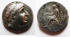 Ancient Coins - Seleukid Kings. Antiochos II Theos (261-246 BC). AR tetradrachm (28mm, 16.61g). Seleukeia on the Tigris mint.