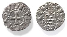 World Coins - DAVID'S TOWER: Crusaders, Latin Kingdom of Jerusalem. Baldwin III (1143-1163). BI Denier