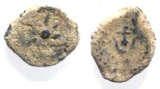Ancient Coins - AS FOUND: 	Judaea, Alexander Jannaeus, 103-76 BC, AE Prutah (Biblical Widow's Mite)