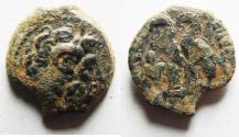 Ancient Coins - PTOLEMAIC KINGS of EGYPT. Kleopatra III & Ptolemy IX Soter II (Lathyros). 116-107 BC. Æ Obol. Kyrene mint.