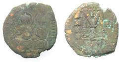 Ancient Coins - BYZANTINE. JUSTINN II & SOPHIA .  AE FOLLIS COIN
