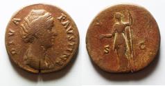 Ancient Coins - ROMAN EMPIRE, Diva Faustina. AD. 138-141. Æ Sestertius.