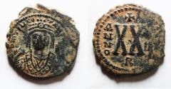 Ancient Coins - Maurice Tiberius AE HALF FOLLIS