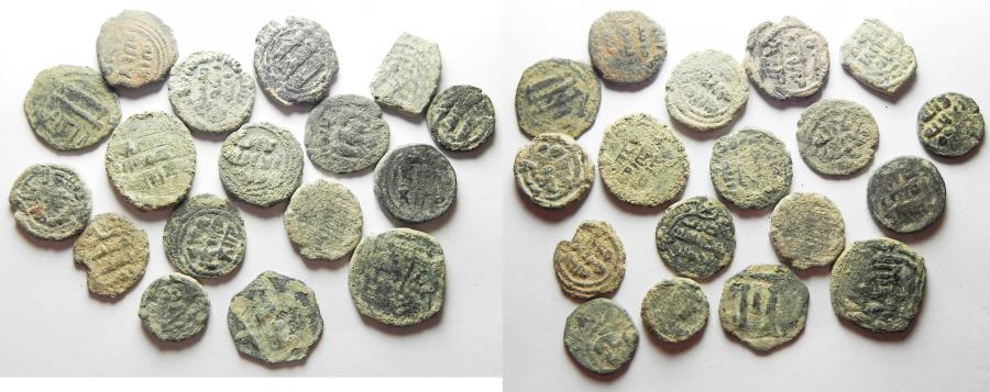 Lot Of 18 Islamic Ae Fals Coins. As Found 