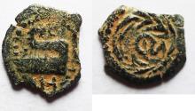 Ancient Coins - Judaea, The Herodians. Herod Archelaus, 4 BC-6 AD. AE Prutah . Prow