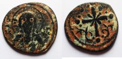 Ancient Coins - Facing bust of Christ holding the book of Gospels: Byzantine Empire, Anonymous. AE FOLLIS