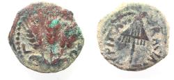 Ancient Coins - AS FOUND: JUDAEA, Herodians. Agrippa I. 37-43 CE. AE Prutah .Jerusalem mint.