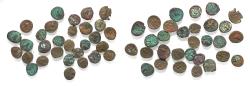 Ancient Coins - LOT OF 31 AS FOUND: Arabia Felix. Himyarite Kingdom. 100 - 300 A.D. Rare copper Bucranium coins.