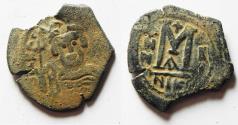 Ancient Coins - COUNTERMARKED. Byzantine Empire. Heraclius. Nicomedia mint Æ Follis
