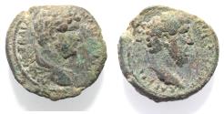 Ancient Coins - Judaea. Aelia Capitolina (Jerusalem) under Hadrian, with Aelius Caesar (AD 117-138). AE 24mm, 11.5g. Struck c. AD 136-138.