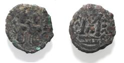 World Coins - Arab-Byzantine. Umayyad Caliphate. Abd al-Malik ibn Marwan (AH 65-86 / AD 685-705) Æ Fals