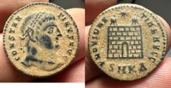 Ancient Coins - Roman Imperial. Constantine I The Great . AE`Follis. Camp Gate . Original Desert Patina