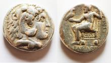 Ancient Coins - Apparently unpublished variant: GREEK. Macedonian Kingdom. Philip III Arrhidaios (323-317 BC). AR tetradrachm (25mm, 17.11g). Ekbatana(?) mint. Struck c. 323-317 BC.