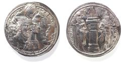 Ancient Coins - SASANIAN KINGS. Vahrām (Bahram) II, with Queen and Prince 4. AD 276-293. AR Drachm