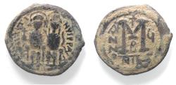 Ancient Coins - AS FOUND: BYZANTINE. JUSTIN II & SOPHIA . AE FOLLIS COIN