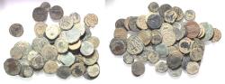 Ancient Coins - ROMAN. AS FOUND LOT OF 50 BRONZE COINS