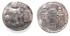 Ancient Coins - SASANIAN KINGS. Vahrām (Bahram) II, with Queen and Prince 4. AD 276-293. AR Drachm