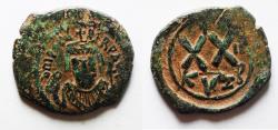 Ancient Coins - Maurice Tiberius AE HALF FOLLIS