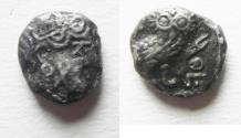Ancient Coins - ARABIA, Southern. Saba'. Late 4th–mid 2nd centuries BC. AR tmrt – Quarter Unit (9mm, 0.98 g). Imitating Athens.