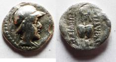 Ancient Coins - Bactria, Eucratides I. 171-135 BC. AR Obol