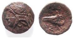 Ancient Coins - Parthian Empire. Artabanos I (211-185 BC). AE 16mm, 3.41g. Rhagai-Arsakeia(?). Struck c. 211-209 BC.