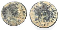 Ancient Coins - AS FOUND. CONSTANTINE II AE FOLLIS. CAMP GATE