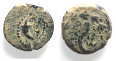 Ancient Coins - JUDAEA. NICE HASMONEAN AE PRUTAH. HEBREW INSCRIPTION