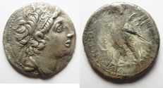 Ancient Coins - GREEK. Seleukid kings. Antiochos VIII Grypos (121/0-96 BC). AR tetradrachm (27mm, 12.71g) Ascalon mint. Struck in SE 196 (117/16 BC).