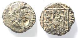 Ancient Coins - JUDAEA, Herodians. Agrippa I, with Claudius. 37-43 CE. Æ 24 Caesarea Maritima mint. Dated RY 8 of Agrippa (43/4 CE).