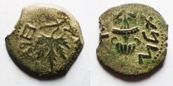 Ancient Coins - Judaea. Jewish War. First Revolt. AE Prutah. Year 3. 68/69 C.E.
