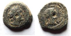 Ancient Coins - PTOLEMAIC EMPIRE. CYRENE , PTOLEMY V AE14 , WITH LIBYA ON REVERSE