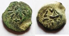 Ancient Coins - Judaea. Jewish War. First Revolt. AE Prutah. Year 3. 68/69 C.E.