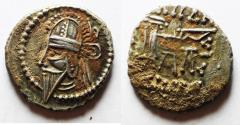 Ancient Coins - Parthian Kingdom. Vologases VI (c. AD 208-228) AR drachm (19mm, 3.72g). Ekbatana mint.