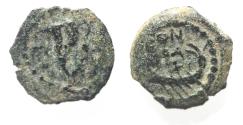 Ancient Coins - Judaea, The Herodians. Herod Archelaus, 4 BC-6 AD. AE Prutah .