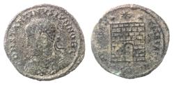 Ancient Coins - ORIGINAL DESERT PATINA. BEAUTIFUL CONSTANTINE II AE FOLLIS. CAMP GATE.