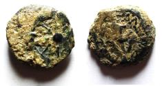 Ancient Coins - AS FOUND: Judaea, Alexander Jannaeus, 103-76 BC, AE Prutot (Biblical Widow's Mites).