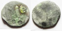 Ancient Coins - WORTHY OF FURTHER RESEARCH: COUNTER-MARKED WITH PALM TREES. BYZANTINE AE FOLLIS