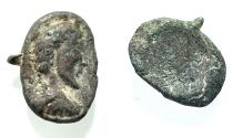 Ancient Coins - Roman Egypt. 3rd century AD. Lead seal impression (21 x 15 mm). Male bust r.
