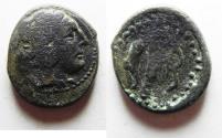 Ancient Coins - KYRENAICA, Euhesperides. temp. Ophellas. Ptolemaic governor, first reign, circa 322-313 BC. Æ Unit 
