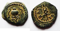 Ancient Coins - NICE Example: Judean Kingdom. Herod the Great. AE Double Prutot . 37 BC