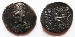 Ancient Coins - Parthian Kingdom. Mithradates II (121-91 BC). AR drachm (20mm, 3.84g). Rhagai mint.