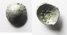 Ancient Coins - Arabia Felix. MDN BYN. King of Saba. Himyarites. 60 - 100 A.D. Scyphate AR Fractional Unit. VERY RARE
