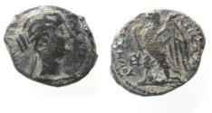 Ancient Coins - Egypt. Ptolemaic Kings. Berenike II (244/3-221 BC). AE dichalkon (17mm, 4.43g). Herakleia by the Sea or Seleukeia in Pieria mint.