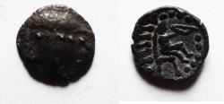 Ancient Coins - Parthian Empire. Local imitation probably based on types of Orodes II (57-38 BC). AR hemiobol (10mm, 0.6g).