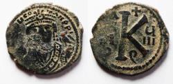 Ancient Coins - Maurice Tiberius AE HALF FOLLIS