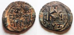 Ancient Coins - BYZANTINE. Justin II with Sophia, 565 - 578 AD, AE Half Follis