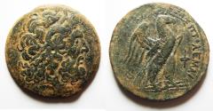 Ancient Coins - BEAUTIFUL: PTOLEMAIC KINGS of EGYPT. Ptolemy VIII Euergetes II (Physcon). 145-116 BC. Æ Oktobol 