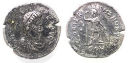 Ancient Coins - VERY RARE: Roman Imperial. Leo I (AD 457-474). AR heavy mliarensis (23mm, 3.69g). Constantinople mint.