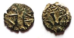 Ancient Coins - DOUBLE STRUCK: Judaea, Alexander Jannaeus, 103-76 BC, AE Prutah (Biblical Widow's Mites).