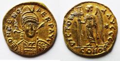 Ancient Coins - Roman Imperial. Zeno (Second reign, AD 476-491). AV solidus (18mm, 3.25g), Constantinopole mint.